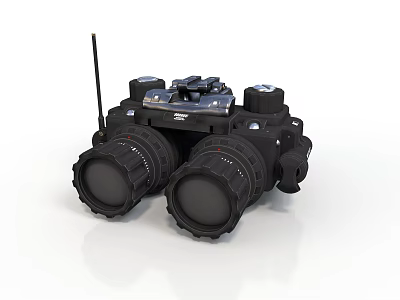 Realistic style tactical binoculars night vision tactical equipment metal bracket electronic eyepiece communication antenna matte black portable equipment 3d model