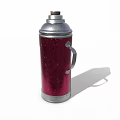 Red Metallic Insulated Vacuum Flask With Silver Lid And Handle For Daily Use