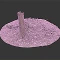 Natural Wooden Pillar With Stone Fragments And Small Particles On Circular Base