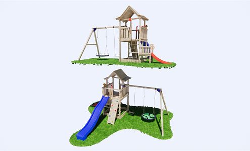 modern slide playground slide swing amusement equipment 3d model