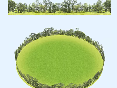 Outdoor Natural Living Plant Wall with Trees and Green Grass Landscape 3d model