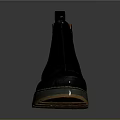 Black Leather Ankle Boots With Thick Sole And Orange Inner Lining For Daily Use