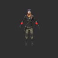 Game and Movie Character Wearing Goggles Black Top Red Cuffs Crossbody Bag Camouflage Pants