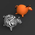 Inflatable Orange Horse and Black White Striped Zebra Decorative Figures