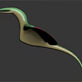 Flying Pterosaur With Pink Green Wings Black Spots Light Brown Body And Gray Gradient Background