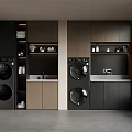 Modern Balcony Cabinets With Washing Machines Sink Storage And Organized Design