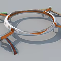 Modern Road Infrastructure With Circular Structure Multi Directional Extensions And Colored Elements 3d model