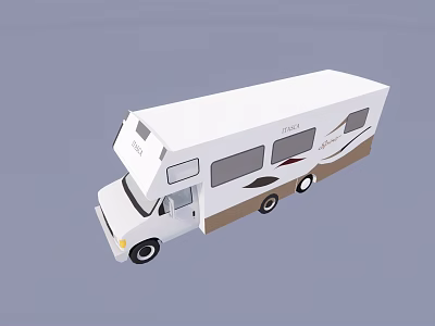 White Modern Motorhome With Brown Accent Stripes And Side Windows 3d model