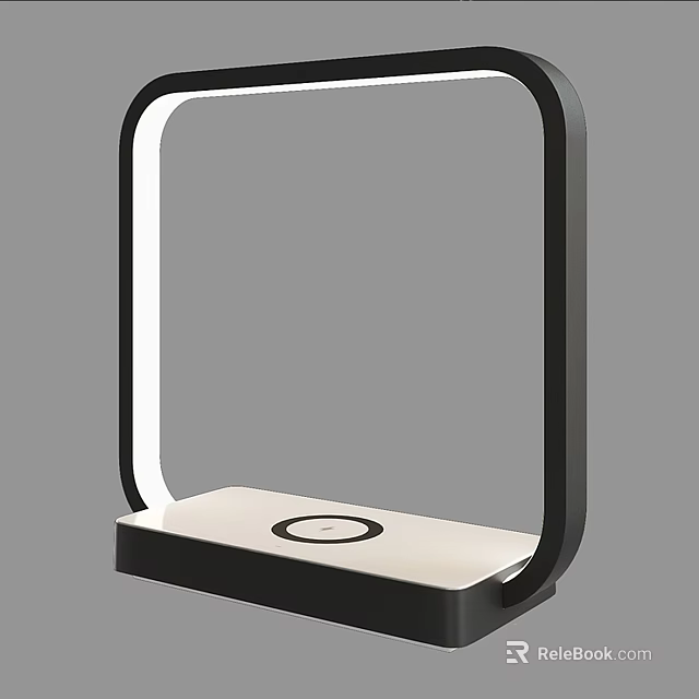 Modern Desk Lamp With Square Black Frame And Wireless Charging Base Design 3d model