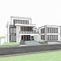 Modern Detached Villa Exterior Design With Large Glass Windows And Wooden Accents