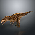 Realistic 3D Dinosaur Model With Open Mouth Brown Orange Striped Body