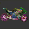 Kawasaki Black And Green Sports Motorcycle With Modern Sleek Body And Green Frame