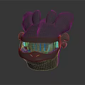 Unique Black Rabbit Ear Helmet Featuring Green Eyes And Metallic Finish