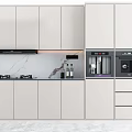 Modern Kitchen Interior With White Cabinets Marble Countertop And Appliances