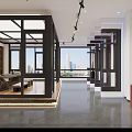Modern Boutique Store Interior With Glass Doors Circular Decor And Display Shelves