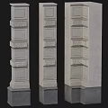 Architectural Stone Columns Featuring Carved Decorative Patterns and Sturdy Base Structure 3d model