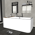 Modern Bathtub Freestanding Bathtub Bathtub Electric Towel Rack Bath Towel Rack Slippers Floor Mat 3d model