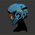 Futuristic Blue And White Helmet With Orange Visor And Modern Protective Design