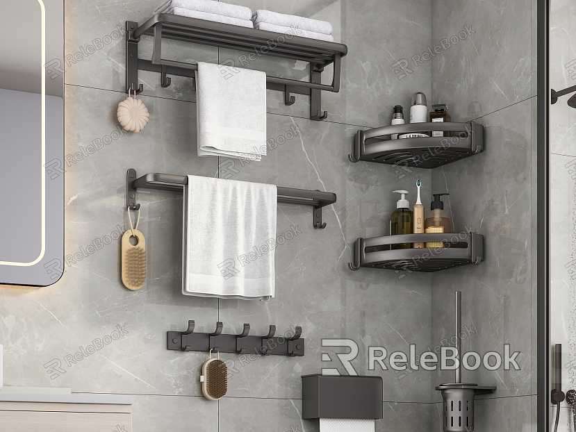 Bathroom Rack Towel Rack Towel Bar Hook Triangle Basket Toilet Paper Box Toilet Brush model