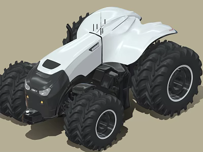 Modern White Agricultural Tractor With Large Black Tires And Sleek Design 3d model
