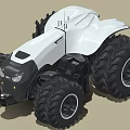 Modern White Agricultural Tractor With Large Black Tires And Sleek Design