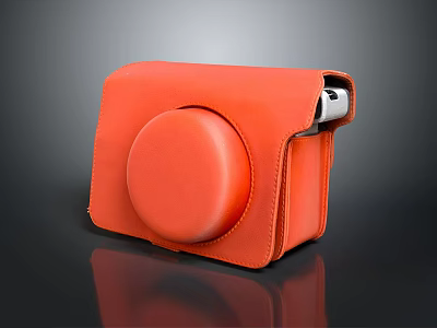 Orange Leather Laptop Protective Case with Circular Design and Portable Sleek Build 3d model