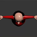 Chubby Cartoon Character With Bald Head Mustache Red Shirt Yellow Pants And Outstretched Arms