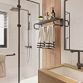 Modern Bathroom Interior With Glass Shower And Wooden Details