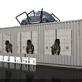 Mecha Energy Supply Station With Containers Dinosaur Murals And Vintage Car On Top
