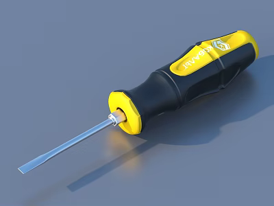 Professional Flat Head Screwdriver With Yellow And Black Handle For Hardware Tools 3d model