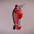 Red Fire Extinguisher as Essential Fire Safety Equipment with Hose and Label