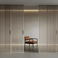 Elegant Modern Wooden Sliding Doors With Vertical Slats In Interior Space