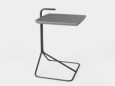 Modern Side Table With Gray Top And Black Metal Geometric Frame Design 3d model
