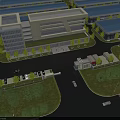 Modern Industrial Factory Building With Solar Panels Greenery Parking Lot And Entrance Area