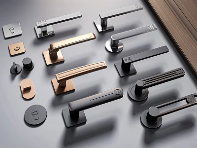 Stylish Door Handles In Various Modern Designs For Home Decor And Furniture Hardware 3d model