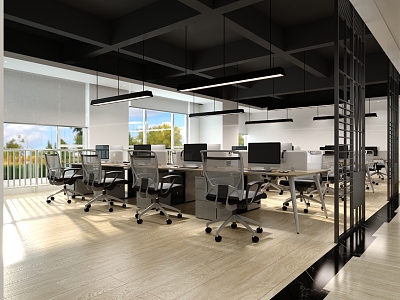 modern public office area office area 3d model