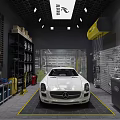 Auto Specialty Store Featuring White Mercedes Sports Car And Workshop Tools