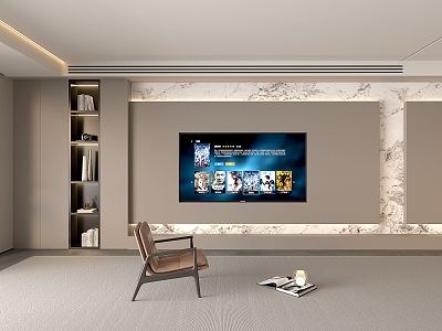 Simple TV cabinet TV background wall TV background leisure chair model