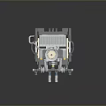 Lego Mechanical Device With Gray Body White Pipes And Yellow Blue Components