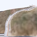 Scenic Winding Pedestrian Walkway With Safety Railings And Wooden Decking On Sloped Terrain