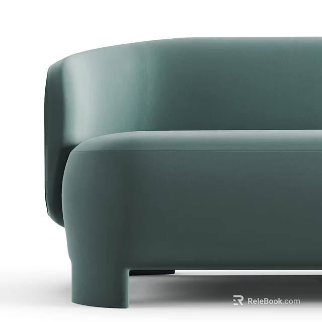 Modern Green Sectional Sofa With Curved Lines And Soft Upholstery Design 3d model 