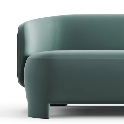 Modern Green Sectional Sofa With Curved Lines And Soft Upholstery Design 3d model