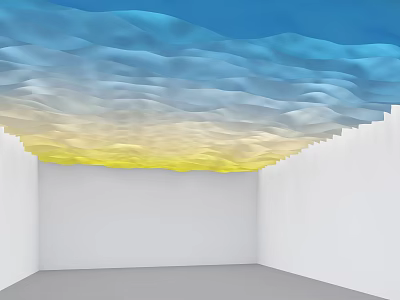 Unique Interior Ceiling Design With Gradient Colors And Wavy Texture 3d model