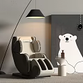 Massage Chair Beige Modern Design with Floor Lamp and Polar Bear Painting in Interior Space