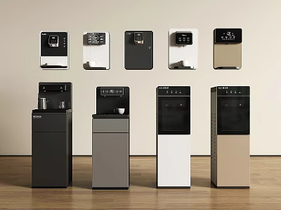 Modern Water Dispensers In Various Colors Countertop And Floor Standing Styles 3d model