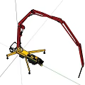 Utility Vehicle With Yellow Body And Red Long Boom For Construction Operations