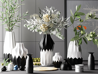 Modern Vase Furnishings Ornaments Flora Vase Flower Arrange 3d model