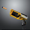 Yellow and Gray Plastic Toy Gun with Orange Dart for Kids Daily Play Activity