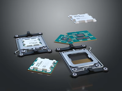 High Precision Industrial Equipment With CPU Socket Cooling Base And Circuit Boards 3d model