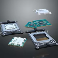 High Precision Industrial Equipment With CPU Socket Cooling Base And Circuit Boards 3d model